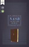NASB Thinline Bible, Leathersoft, Brown, Red Letter, 1995 Text, Thumb Index, Comfort Print 