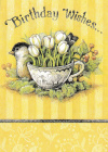 Card - Birthday Wishes Bird and Tulips